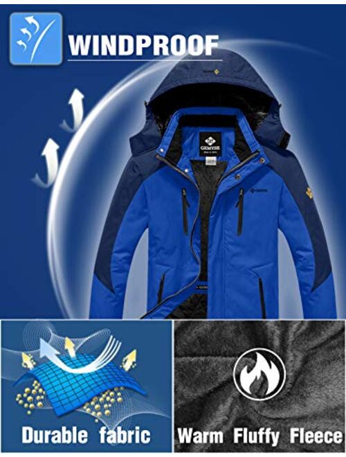 GEMYSE Men's Waterproof Ski Snow Jacket Insulated Winter Windproof Fleece Jacket with Hood