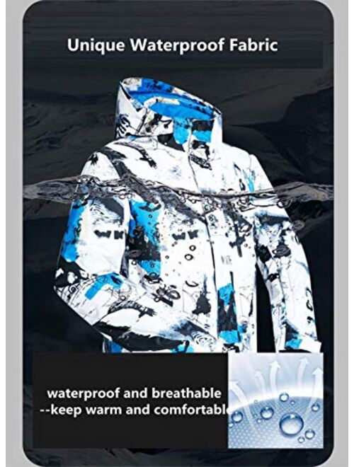 OLEK Men's Waterproof Ski Snowboarding Jacket Pants Windproof Snow Snowboard Coat