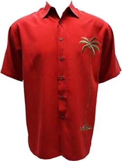 Bamboo Cay Mens Short Sleeve Hawaiian Casual Embroidered Woven Shirts