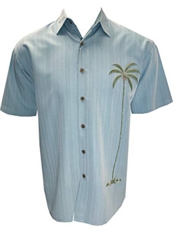 Bamboo Cay Mens Short Sleeve Hawaiian Casual Embroidered Woven Shirts