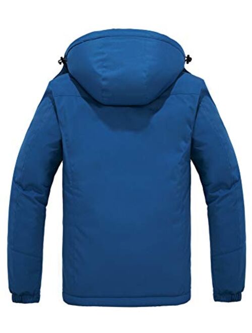Skieer Men's Mountain Waterproof Ski Jacket Winter Rain Jacket Warm Fleece Snow Coat