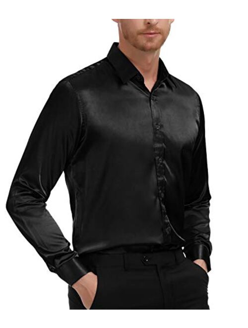 Paul Jones Men's Fashion Slik Like Luxury Party Shirt Basic Designed