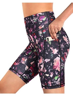 Promover High Waist Yoga Shorts for Women with Pockets Non See-Through Workout Running Pants