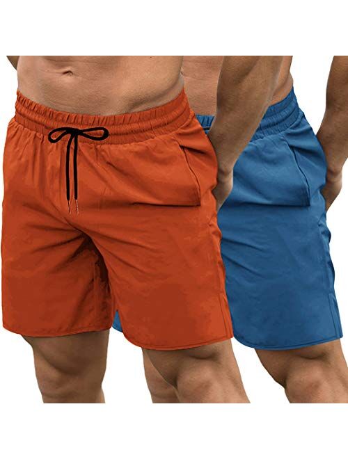 Blue/Dark Grey,X-Large COOFANDY Mens 2 Pack Training Gym Shorts with Pockets 2 in 1 Workout Running Shorts Mesh Jersey Quick Dry Athletic Sport Jogger Short with Liner 