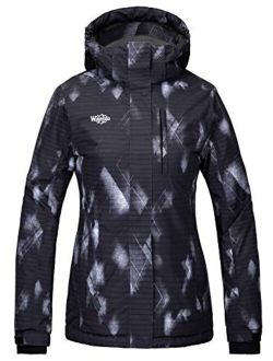 Wantdo Women's Waterproof Ski Jacket Windproof Print Fully Taped Seams Snow Coat Warm Winter Windbreaker