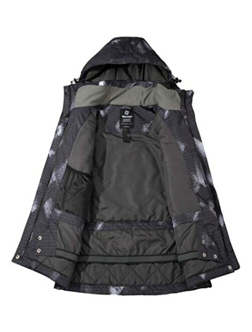 Wantdo Women's Waterproof Ski Jacket Windproof Print Fully Taped Seams Snow Coat Warm Winter Windbreaker