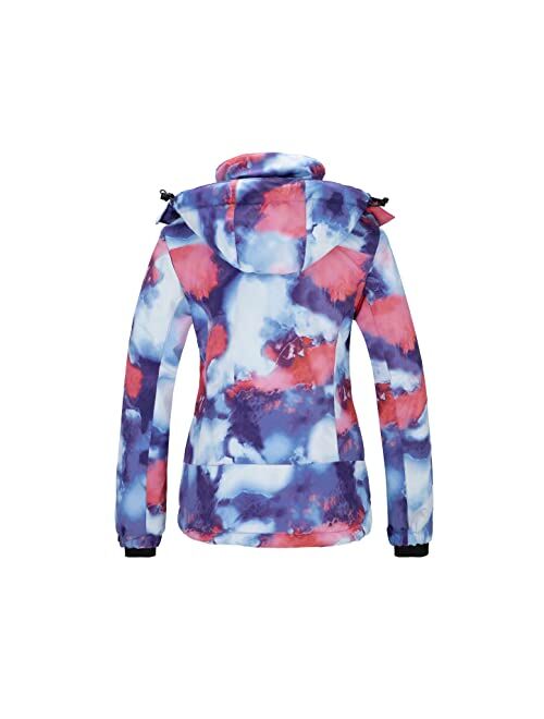 Wantdo Women's Waterproof Ski Jacket Colorful Printed Fully Taped Seams Rain Coat Warm Winter Parka
