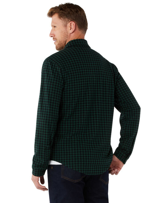 Free Assembly Men's Soft Knit Flannel Shirt with Double Pockets