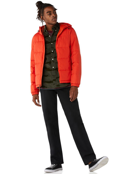 Free Assembly Men's Classic Puffer Jacket with Hood