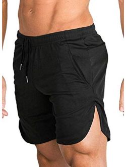 Men's Gym Workout Shorts Running Short Pants Fitted Training Bodybuilding Jogger with Pockets