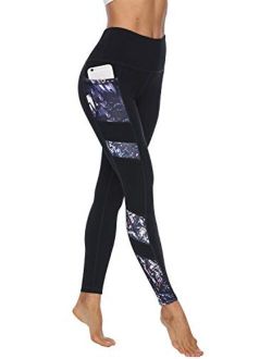 Women's Printed Yoga Pants with 2 Pockets, High Waist Non See-Through Tummy Control 4 Way Stretch Leggings