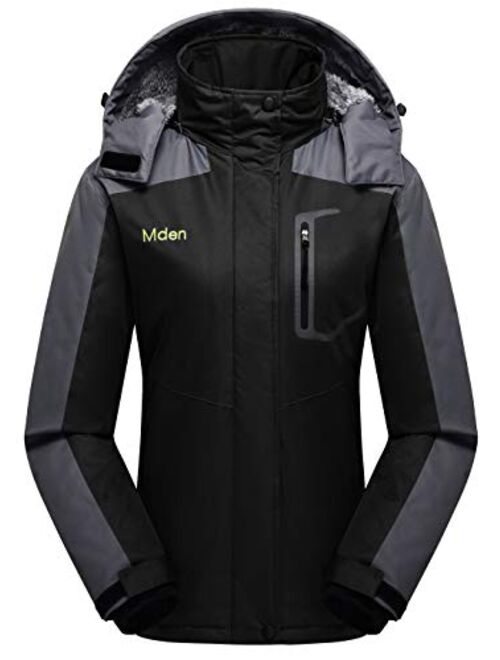 Mden Women's Waterproof Ski Jacket Outdoor Windproof Fleece Insulated Snowboard Rain Jacket