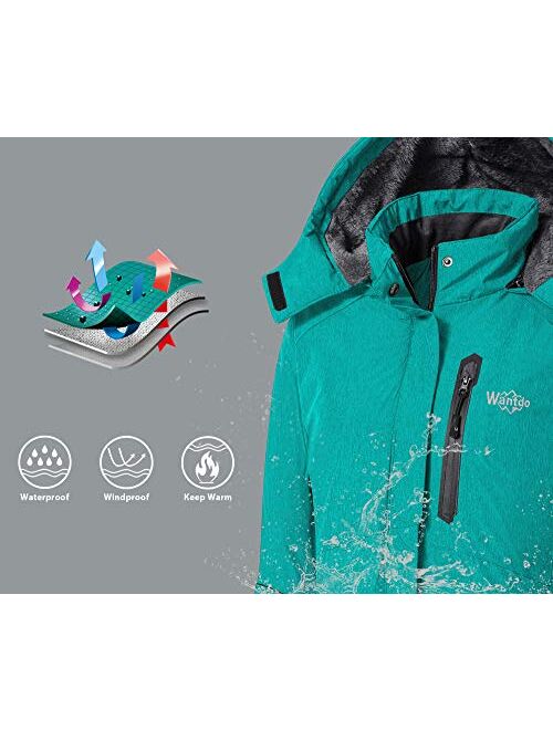 Wantdo Women's Waterproof Ski Jacket Fleece Winter Parka Windproof Snow Coat Water Resistant Raincoat