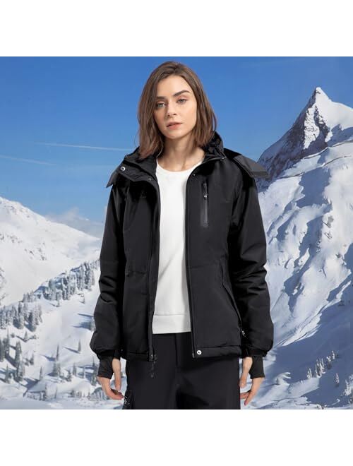 CAMEL CROWN Women's 3-in-1 Waterproof Ski Snow Jacket Hooded Winter Coat with Puffer Liner