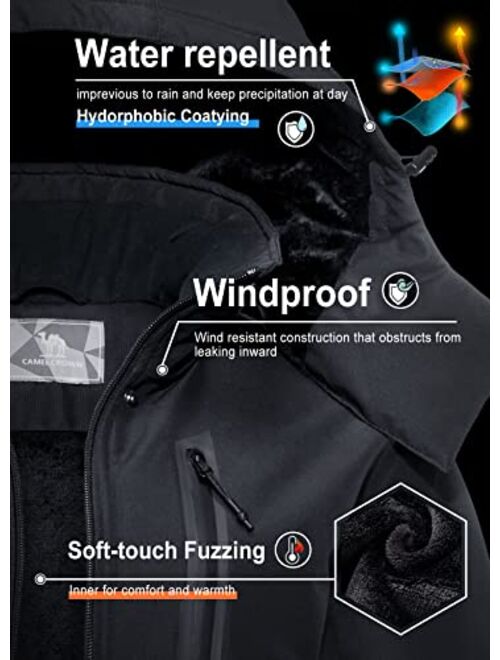 CAMEL CROWN Women's 3-in-1 Waterproof Ski Snow Jacket Hooded Winter Coat with Puffer Liner