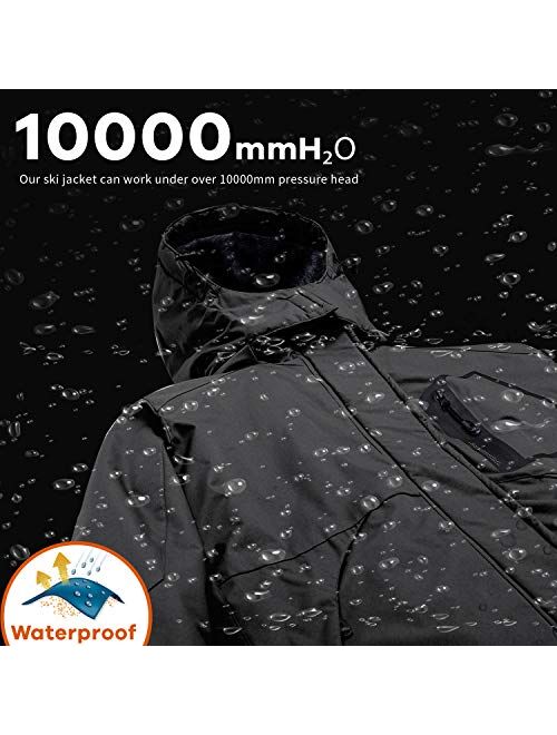 WULFUL Women’s Waterproof Snow Ski Jacket Mountain Windproof Winter Coat with detachable hood