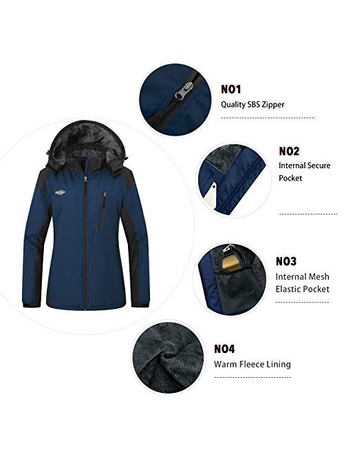 Wantdo Women's Mountain Ski Jacket Waterproof Winter Snow Coat Outdoor Snowboarding Jackets
