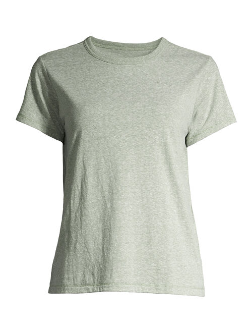 Free Assembly Women’s Tri-Blend Jersey Ringer T-Shirt with Short Sleeves