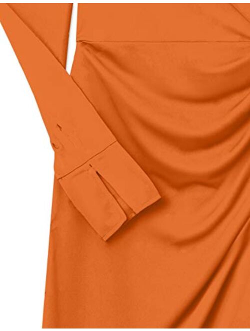 Amazon Brand - Lark & Ro Women's Long Balloon Sleeve Wrap Dress