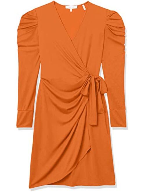 Amazon Brand - Lark & Ro Women's Long Balloon Sleeve Wrap Dress