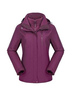 CAMEL CROWN Women's Waterproof Ski Jacket 3-in-1 Winter Coat Windbreaker Fleece Inner for Snow Rain Hiking Outdoor