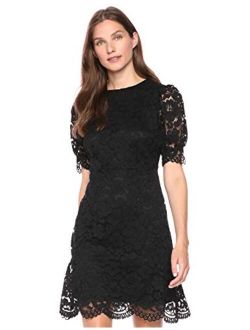 Amazon Brand - Lark & Ro Women's Corded Lace Puff Sleeve Dress