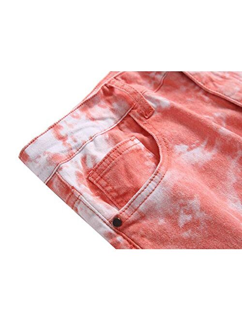 DANT BULUN Men's Fashion Casual Printed Jeans Stretch Skinny Denim Jogger Pants