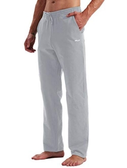 Willit Men's Cotton Yoga Sweatpants Open Bottom Joggers Straight Leg Running Casual Loose Fit Athletic Pants with Pockets