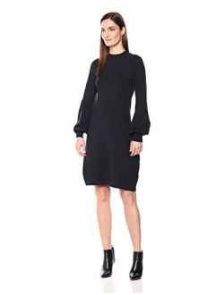 Amazon Brand - Lark & Ro Women's Mock Neck Fit and Flare Sweater Dress with Bell Sleeves
