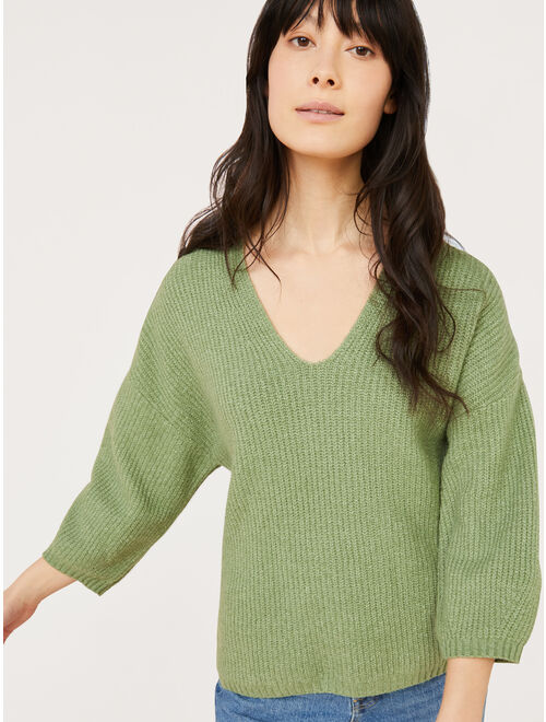 Free Assembly Women’s 3/4-Sleeve V-neck Sweater