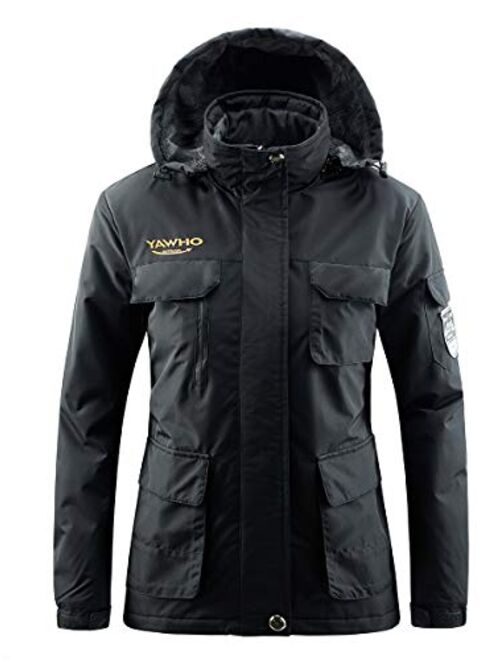 Women's Mountain Waterproof Ski Jacket Windproof Rain Snowboarding Jackets Winter Fleece Warm Snow Hooded Coat