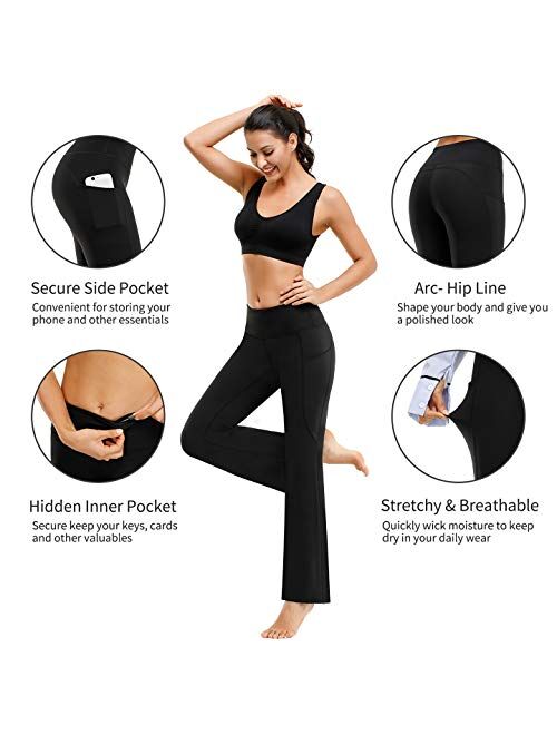 Buy HOFI Bootcut Yoga Pants for Women, Tummy Control Bootleg