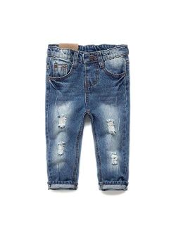 Kidscool Baby & Toddler Elastic Waist Ripped Holes Soft Slim Jeans