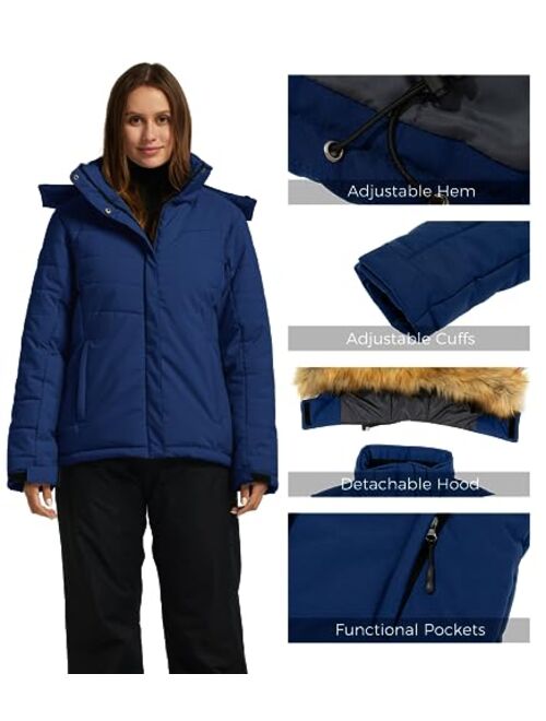 Wantdo Women's Waterproof Ski Jacket Hooded Snow Coat Mountain Winter Parka Snowboarding Jackets