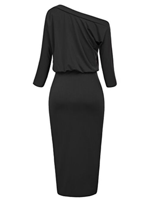 GRACE KARIN Women’s Sexy One Shoulder Hips-Wrapped Bodycon Party Pencil Dress