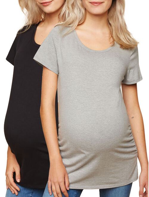 Motherhood Maternity 2pk Scoop-neck Side Ruched T-shirts