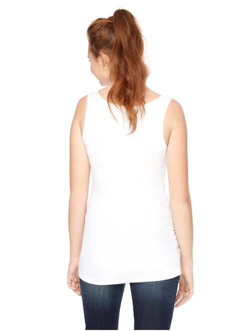 Motherhood Maternity Side Ruched Scoop Neck Maternity Tank Top- Solid