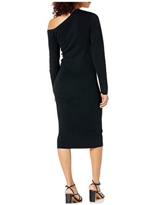 The Drop Women's Giselle Asymmetric Neckline Midi Sweater Dress