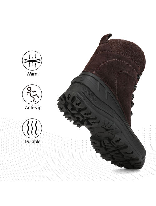 NORTIV 8 Mens Winter Insulated Waterproof Snow Rugged Winter Outdoor Hiking Men's Snow Boots TERREX-1M Brown Size 14