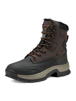 NORTIV 8 Men's Waterproof Snow Boots Insulated Winter Construction Rubber Sole Outdoor Work Boots Shoes HUDSON-1 DARK/BROWN/BLACK Size 10.5