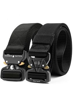 Fairwin Tactical Belt, 2 Pack 1.5 Inch Military Tactical Belts for Men, Web Belt Nylon Belt - Carry Tool Belt