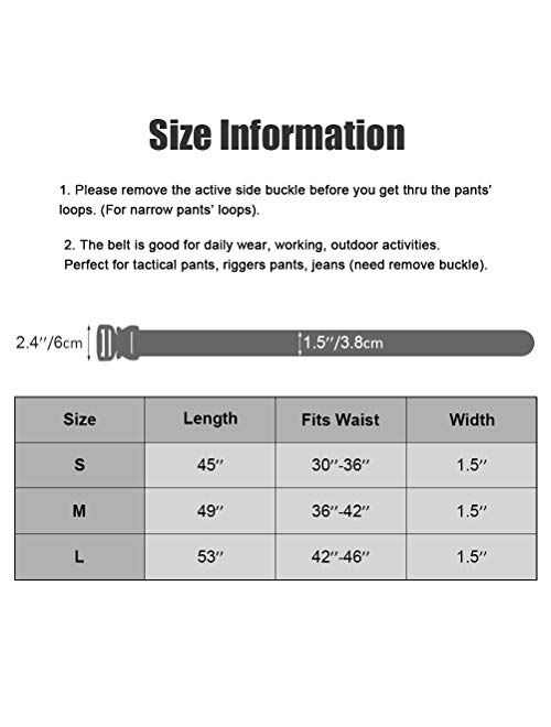 Fairwin Tactical Belt, 2 Pack 1.5 Inch Military Tactical Belts for Men, Web Belt Nylon Belt - Carry Tool Belt