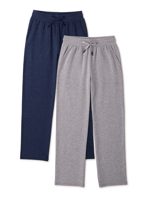 Athletic Works Boys Jersey Knit Open Bottom Sweatpants, 2-Pack, Sizes 4-18 & Husky