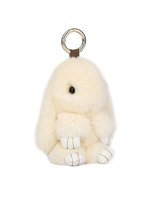CHMIING Bunny Keychain Soft Cute Rex Rabbit Fur Keychain Car Handbag Keyring