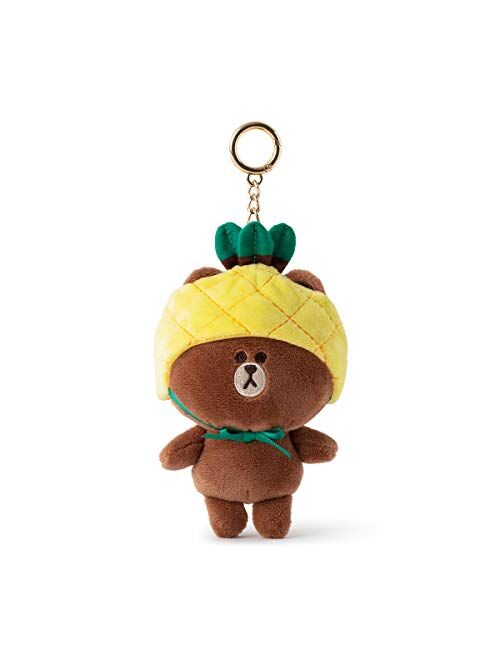 Line Friends Fruity Collection Character Cute Plush Stuffed Animal Snap Keychain for Women and Girls