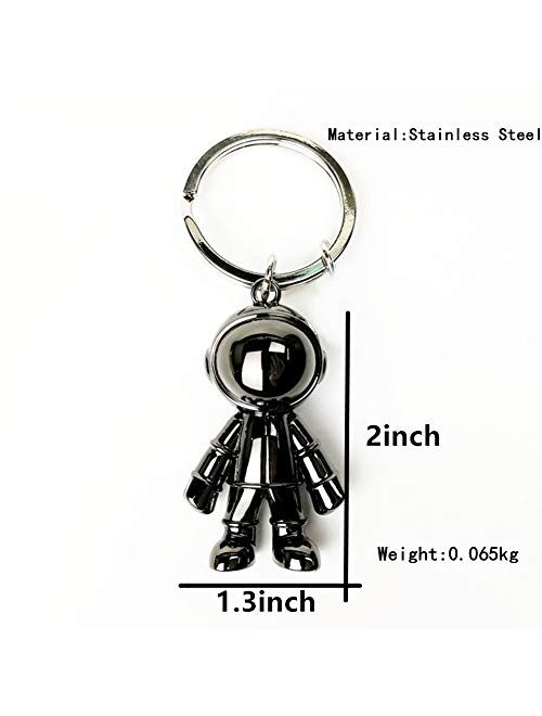 Black Robot Keychains Men Creative Spacemen Car Key Chain Ring for Office Backpack Purse Charm