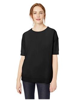 Women's Terry Cotton and Modal Oversized-Fit Slouchy Short-Sleeve Sweatshirt