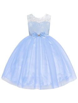Flower Girl Dress Navy Blue Lace Sleeveless Wedding Size 6-12