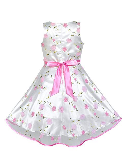 Sunny Fashion Girls Dress Pink Floral Tulle Birthday Party Wedding Size 4-12