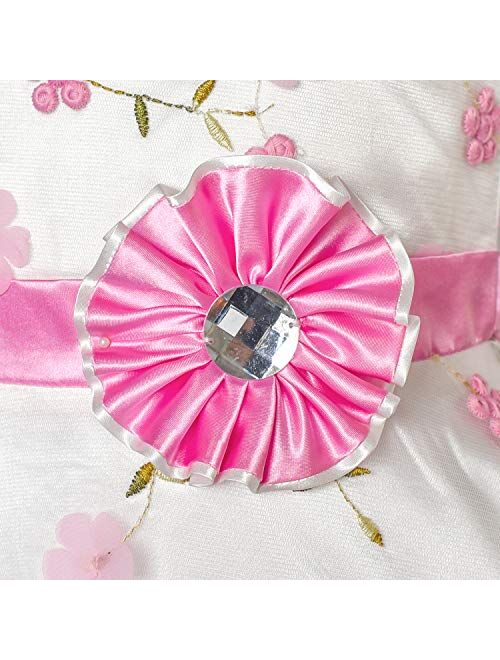 Sunny Fashion Girls Dress Pink Floral Tulle Birthday Party Wedding Size 4-12